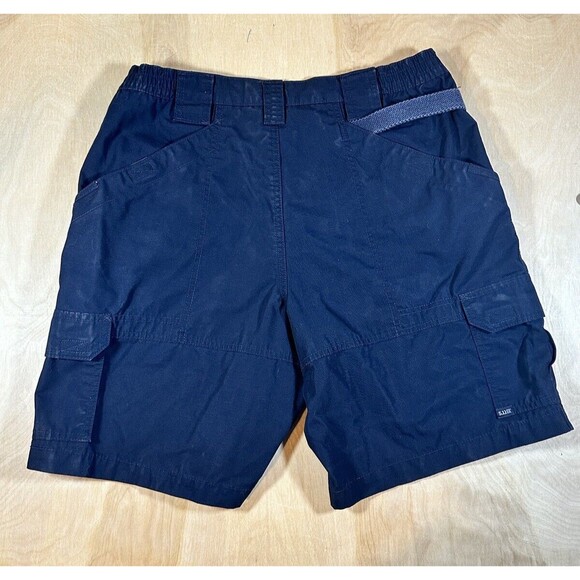 5.11 Tactical Shorts Mens 34 Blue Ripstop Canvas Cargo Workwear Elastic Waist - Picture 2 of 10